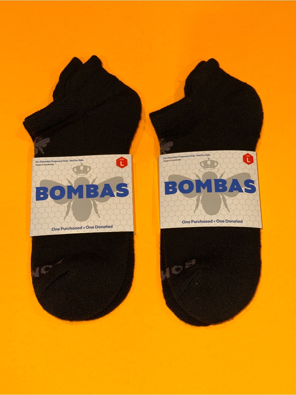 Bombas Sock Unisex Ankle Black Adult Size Large NWT 2 PAIR Brand New
